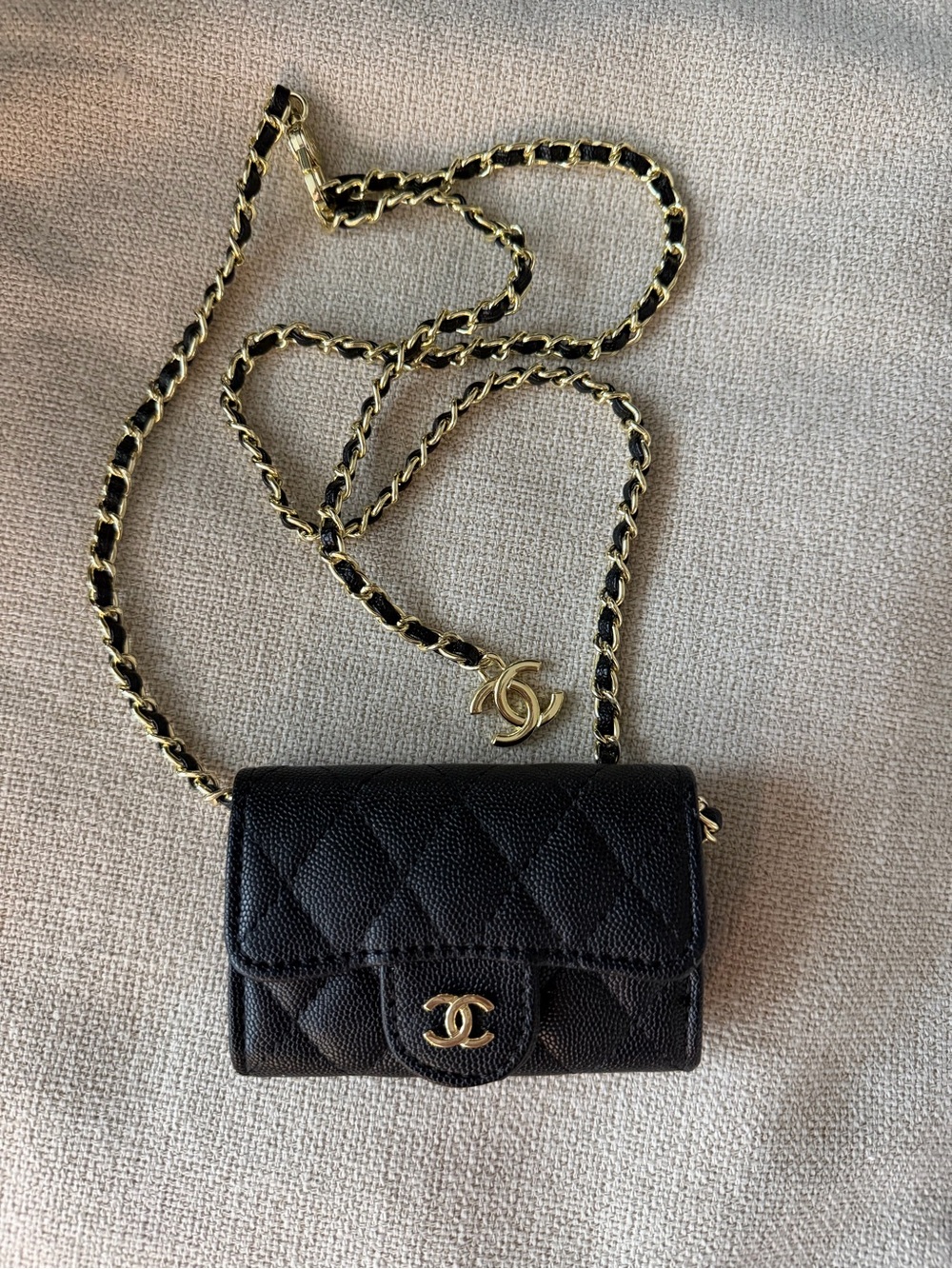 Classic Flap Chain Belt Bag Quilted Caviar Mini